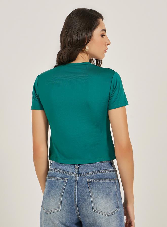 Styli Slogan Print Round Neck Short Sleeve T-Shirt  - Image 5