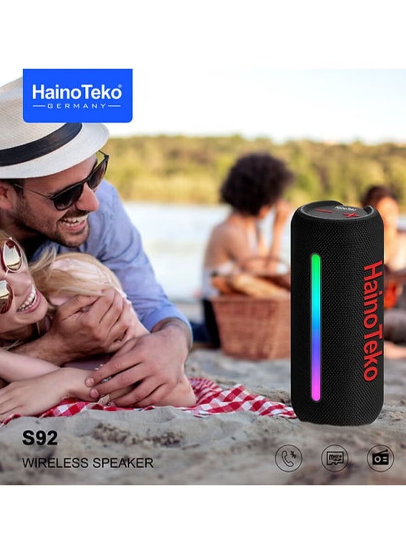 Haino Teko Portable Wireless Speaker with High Bass Sound Quality – Multi-Functional Button Control & LED Light – Compact, Rechargeable Bluetooth Speaker for Parties, Outdoors, and Events – Black - Image 5