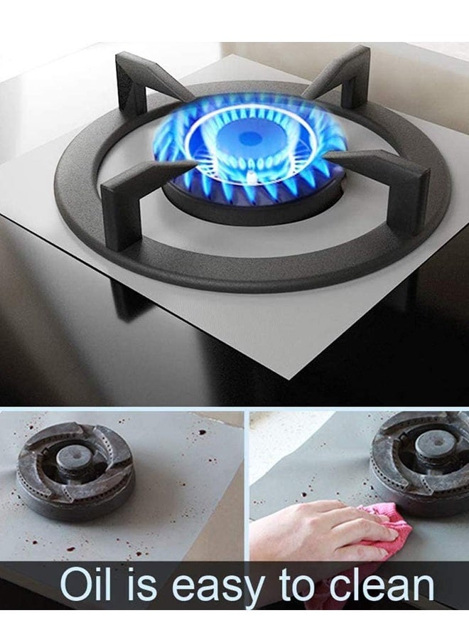 8-Piece Gas Stove Cover Mat, Gas Stove Protection Film, Reusable Gas Stove Protection Mat-Double Thickness, Used in The Kitchen, Can be Placed in the Dishwasher (Silver) - Image 2