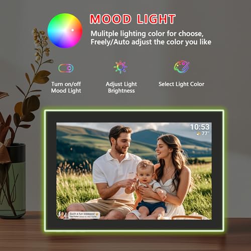 akimart 32GB FRAMEO 10.1 Inch WiFi Digital Photo Frame with Neon Light, 1280x800 HD IPS LCD Touch Screen, Auto-Rotate, 32GB Storage, Support USB Drive/SD Card Extend Storage, Share Moments via Frameo App - Image 4