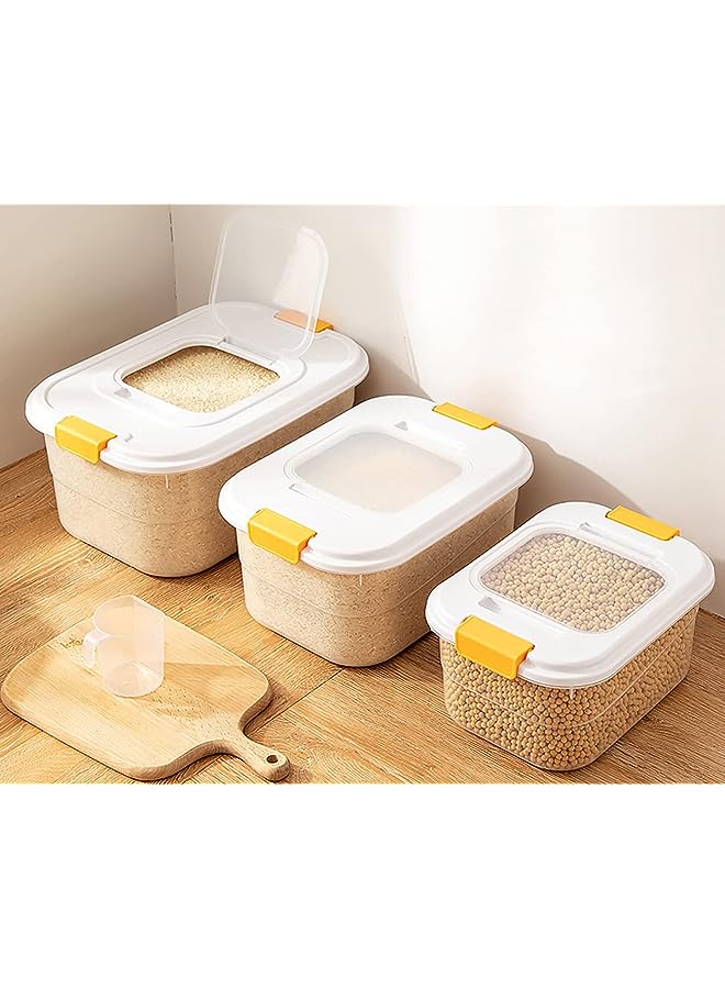 IAF Rice Storage Containers 3pcs Set (5kg, 7.5kg & 12.5kg) – White Transparent Food Storage Container with Lid, BPA Free Plastic Large Cereal Storage Box, Kitchen Multifunctional Flour Container - Image 1