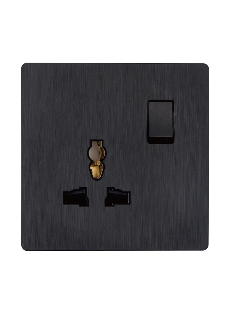 13AMP 1 GANG MULTI SWITCH SOCKET-BRUSH BLACK