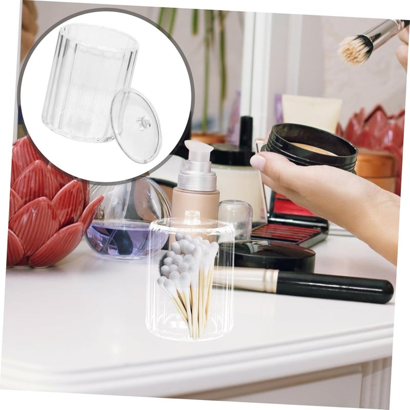 Acrylic Cotton Swabs Holder Lid Organizer for Cotton Pads Toothpicks and Accessories Multipurpose Storage Container for Home and Dorm Use - Image 5