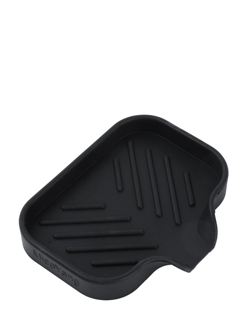 MicoYang MicoYang Silicone Bathroom Soap Dishes with Drain Spout-Bathroom and Kitchen Sink Organizer,Sponge Holder,Dish Soap Tray,Perfect for Dispenser,Scrubber,Bottle,Cup on Sink or Counter-Black 4.9"×3.2"  - Image 1