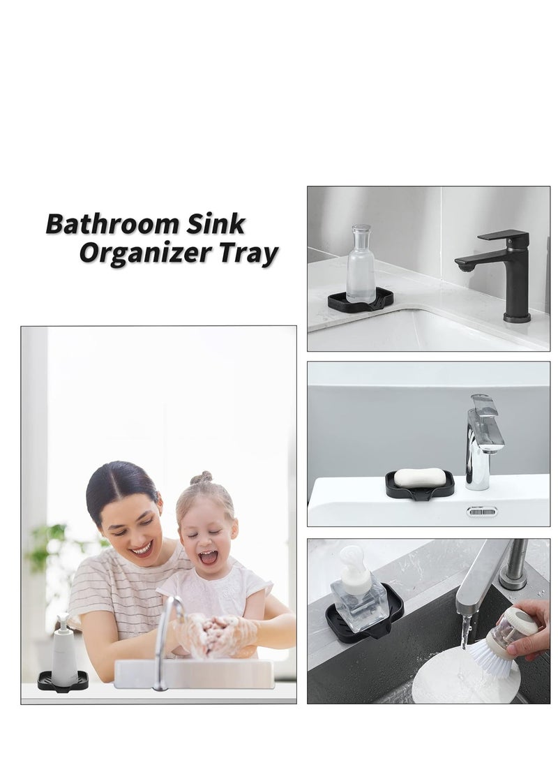 MicoYang MicoYang Silicone Bathroom Soap Dishes with Drain Spout-Bathroom and Kitchen Sink Organizer,Sponge Holder,Dish Soap Tray,Perfect for Dispenser,Scrubber,Bottle,Cup on Sink or Counter-Black 4.9"×3.2"  - Image 2