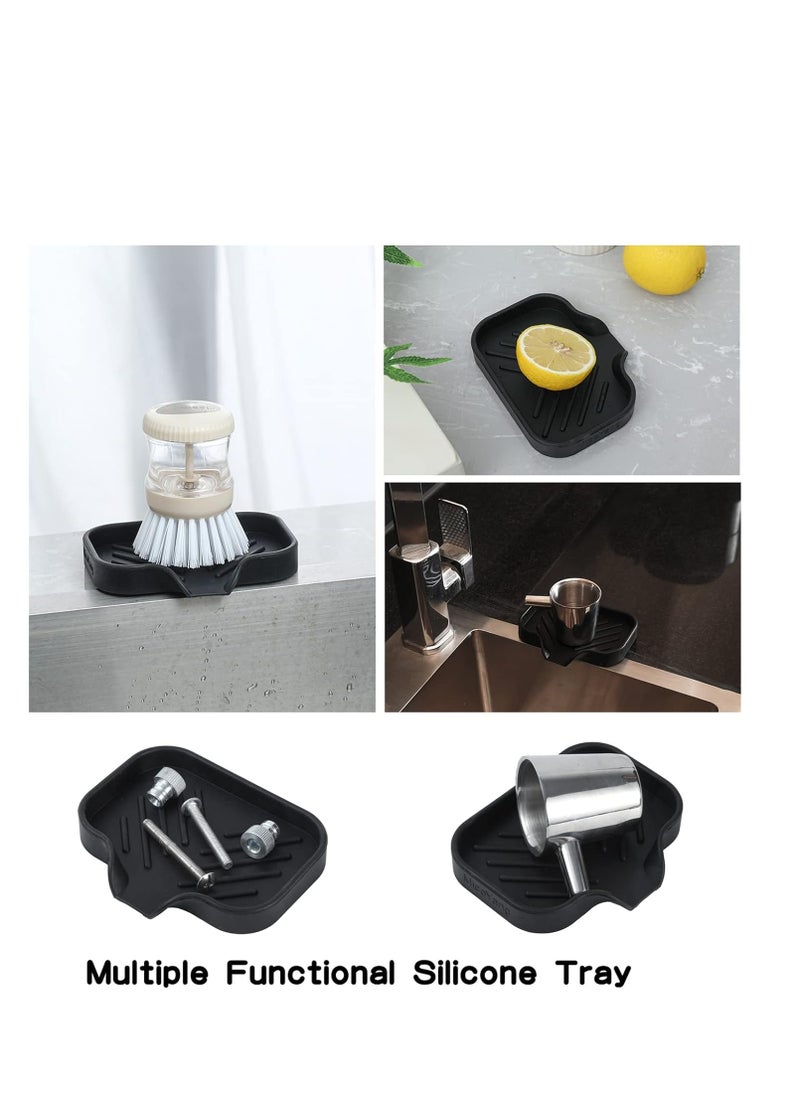 MicoYang MicoYang Silicone Bathroom Soap Dishes with Drain Spout-Bathroom and Kitchen Sink Organizer,Sponge Holder,Dish Soap Tray,Perfect for Dispenser,Scrubber,Bottle,Cup on Sink or Counter-Black 4.9"×3.2"  - Image 3
