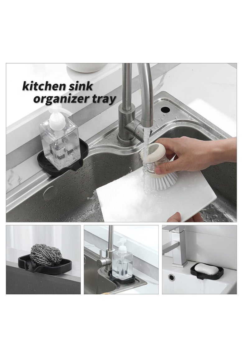 MicoYang MicoYang Silicone Bathroom Soap Dishes with Drain Spout-Bathroom and Kitchen Sink Organizer,Sponge Holder,Dish Soap Tray,Perfect for Dispenser,Scrubber,Bottle,Cup on Sink or Counter-Black 4.9"×3.2"  - Image 4