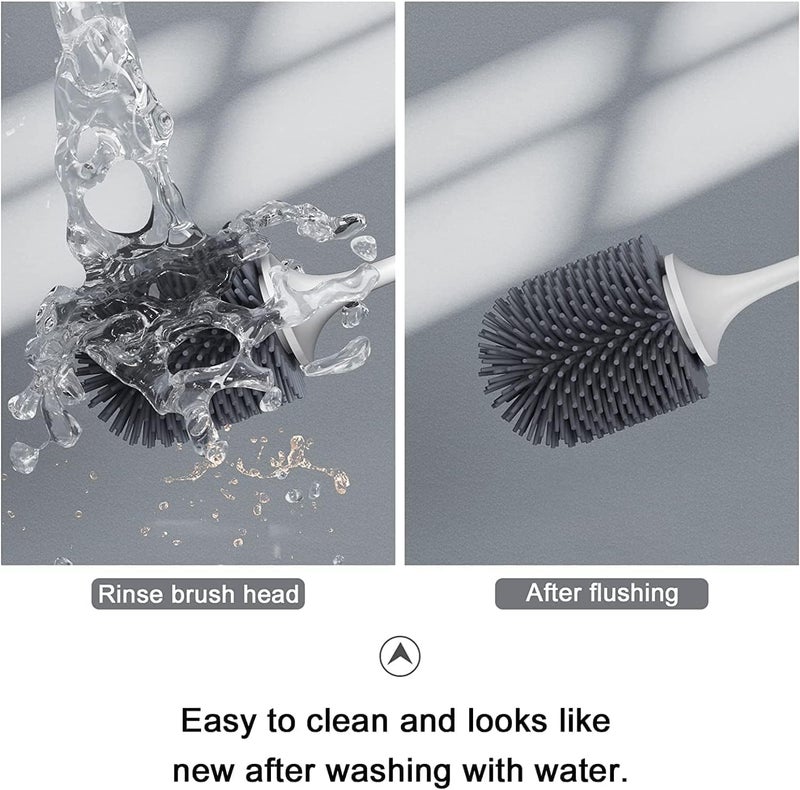 Lefree 2 Pack Silicone Toilet Brush Set with Ventilated Holder, Floor Standing & Wall Mounted Toilet Scrubber - Image 3