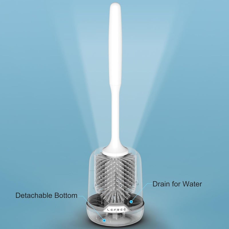 Lefree 2 Pack Silicone Toilet Brush Set with Ventilated Holder, Floor Standing & Wall Mounted Toilet Scrubber - Image 4