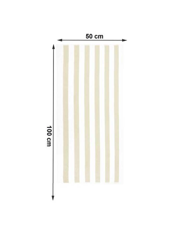 SIGNOOLA Kids Beach Towel Striped 100x50 cm-White-Beige  - Image 2