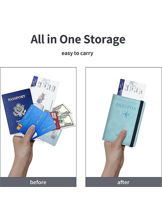 GD Passport Holder  with Luggage Tags, Passport Cover, RFID Blocking Leather Travel Accessories for Credit Card Slot and Boarding Pass Slot Combo - Image 5