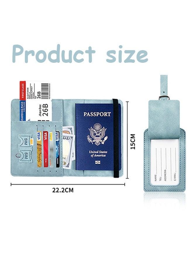GD Passport Holder  with Luggage Tags, Passport Cover, RFID Blocking Leather Travel Accessories for Credit Card Slot and Boarding Pass Slot Combo - Image 2