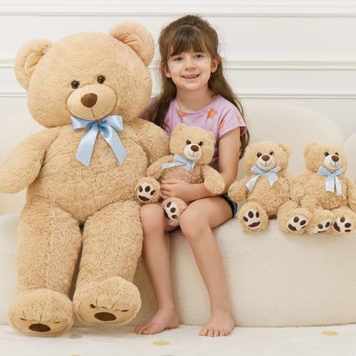 MorisMos Giant Teddy Bear Stuffed Animal with Baby Bears354 Big Mommy Stuffed Bear3 Small Bulk Teddy Bear Stuffed Animals for Baby Shower Birthday 4Pack Brown Bear Toys for Kids Mom Girlfriends - Image 5
