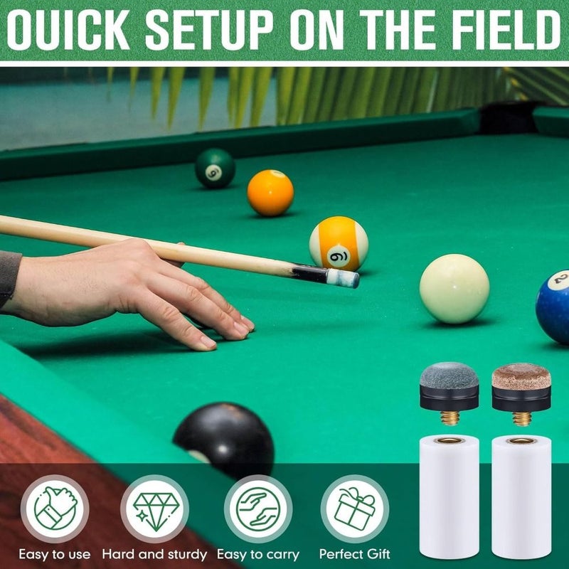 30Pcs Brown Blue Hard Soft Snooker Cue Tip Replacement Set With White Screw On Ferrules - Image 2