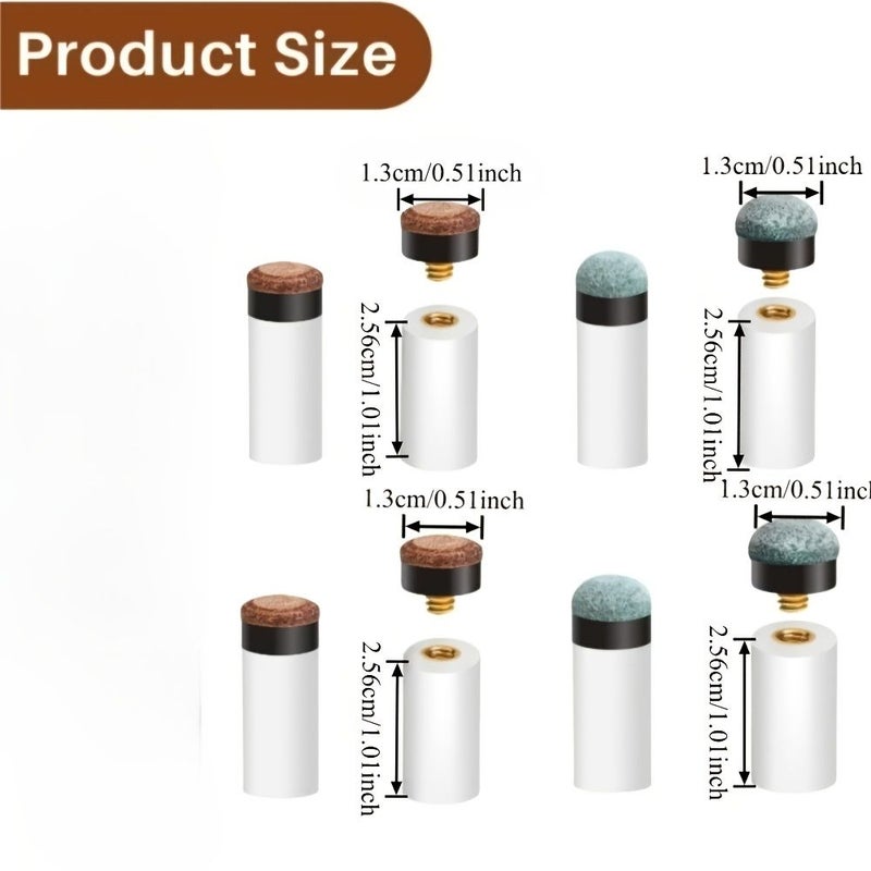 30Pcs Brown Blue Hard Soft Snooker Cue Tip Replacement Set With White Screw On Ferrules - Image 1