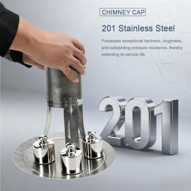 Stainless Steel Adjustable Chimney Rain Cap - 5.5" to 6.7" Cone Top Fireplace Cover, Wood Stove Pipe Vent with Metal Strips for Outdoor Roof Flue Protection - Image 4