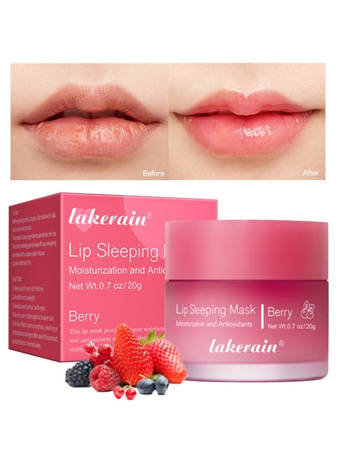 lakerain Lip Sleeping Mask，Lip Plumper Oil Tinted Lip Balm Overnight Lip Mask Moisture and Collagen Booster Lip Mask Day and Night Repair Lip Balm for Improves Dryness and Cracked Lip Scrubs #02 Berry - Image 1