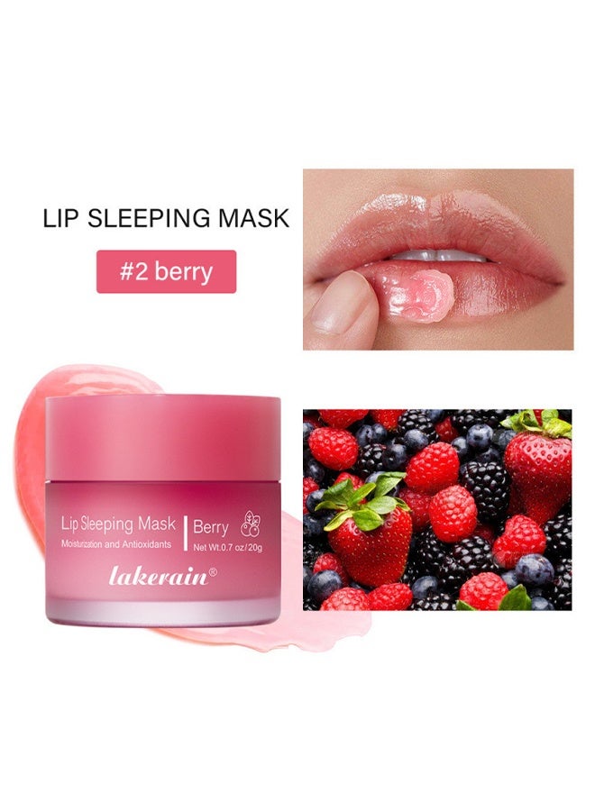 lakerain Lip Sleeping Mask，Lip Plumper Oil Tinted Lip Balm Overnight Lip Mask Moisture and Collagen Booster Lip Mask Day and Night Repair Lip Balm for Improves Dryness and Cracked Lip Scrubs #02 Berry - Image 2