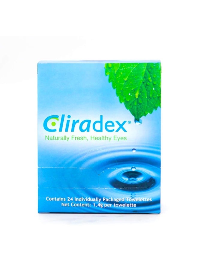 Cliradex Towelettes - Natural Face, Eyelash & Eyelid Cleanser - Wipes for Demodex, Blepharitis, Mgd and Red Irritated Eye Lid - Tea Tree Oil Extract. - Image 1