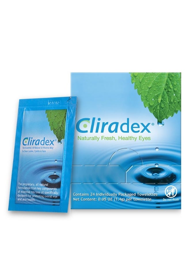Cliradex Towelettes - Natural Face, Eyelash & Eyelid Cleanser - Wipes for Demodex, Blepharitis, Mgd and Red Irritated Eye Lid - Tea Tree Oil Extract. - Image 2