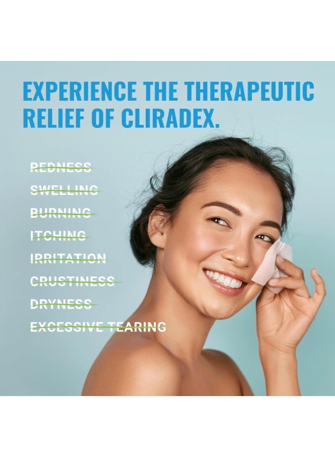 Cliradex Towelettes - Natural Face, Eyelash & Eyelid Cleanser - Wipes for Demodex, Blepharitis, Mgd and Red Irritated Eye Lid - Tea Tree Oil Extract. - Image 5
