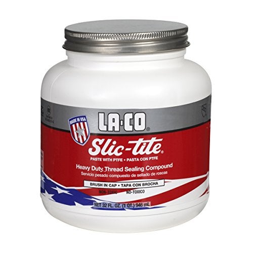 La-Co معجون ختم الخيوط الفاخر LA-CO 42049 Slic-Tite مع PTFE، غير متصلب، من -50 إلى 500 درجة فهرنهايت، عبوة 1 لتر مع فرشاة في الغطاء، صنع في الولايات المتحدة الأمريكية - Image 1