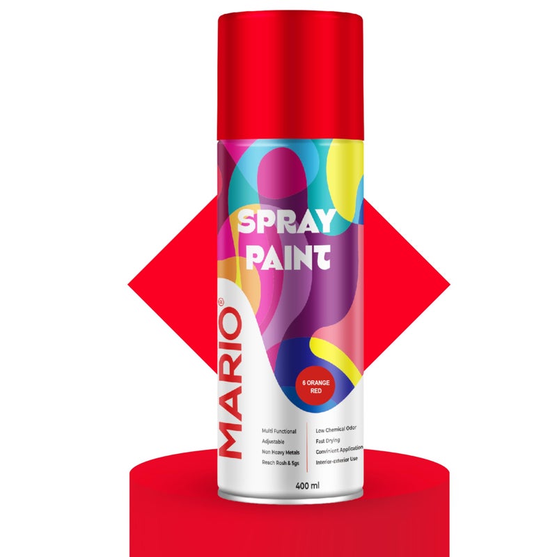 Mario Spray Paint – 06 Orange Red (400ml) | Orange Red Spray Paint for Automotive, Metal, Wood & DIY Applications - Image 2