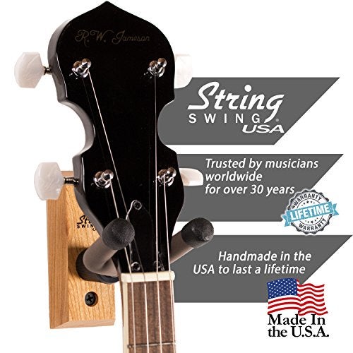 String Swing Banjo Hanger Wooden Wall Holder Cherry Hardwood String Swing CC01B-C - Image 3