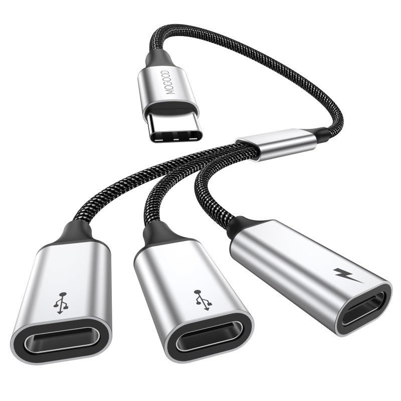 MOGOOD USB C to USB C Female Adapter USB Splitter Y Cable,(NOT for Monitor) USB C Male to 3 USB-C Female Cord Converter,3 Port Hub Charger Power Split Adapter for Mac,Xbox One Series X/S,PS5,Laptop - Image 1