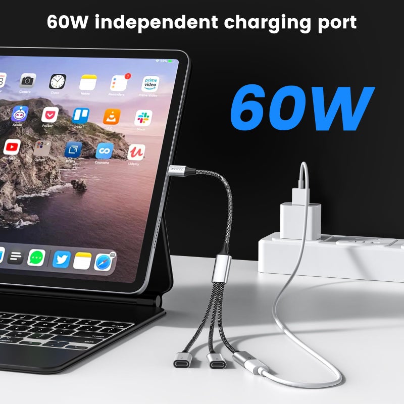 MOGOOD USB C to USB C Female Adapter USB Splitter Y Cable,(NOT for Monitor) USB C Male to 3 USB-C Female Cord Converter,3 Port Hub Charger Power Split Adapter for Mac,Xbox One Series X/S,PS5,Laptop - Image 3
