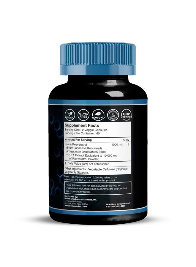 WELLNESS LABSRX Resveratrol Supplement 1000mg, 120 Capsules (60 Days Supply), Ultra-Strength High Purity Trans-Resveratrol for Healthy Aging, Anti-Aging and Heart Health Support - Vegan, Keto - Image 3