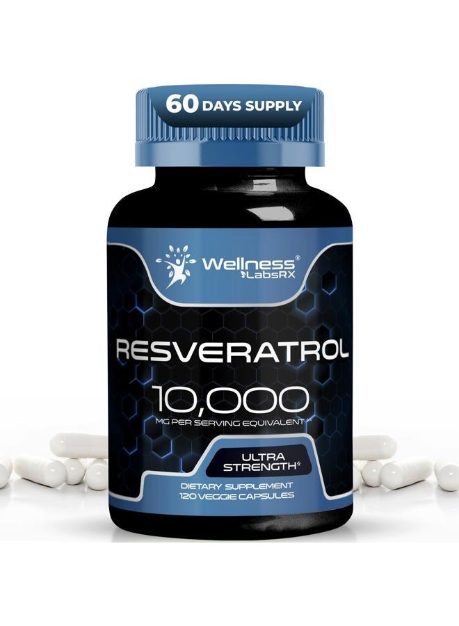 WELLNESS LABSRX Resveratrol Supplement 1000mg, 120 Capsules (60 Days Supply), Ultra-Strength High Purity Trans-Resveratrol for Healthy Aging, Anti-Aging and Heart Health Support - Vegan, Keto - Image 2