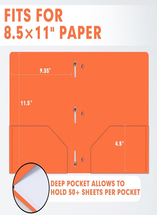 LAYZZ Plastic 2 Pocket Folders with Prongs, 30 Pack, Heavyweight, Letter Size Poly Folders with 3 Metal Prongs Fastener Clips (Orange) - Image 2