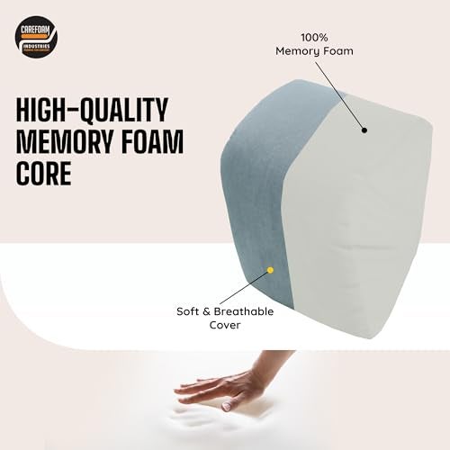 CareFoam Ultimate Memory Foam Car Neck Rest Pillow, Comfortable Rides, Superior Neck Support Cushion, Relieves Neck Pain, Grey Velvet Cover | 14 x11 x5 Inch | Small Pack of 2 - Image 3