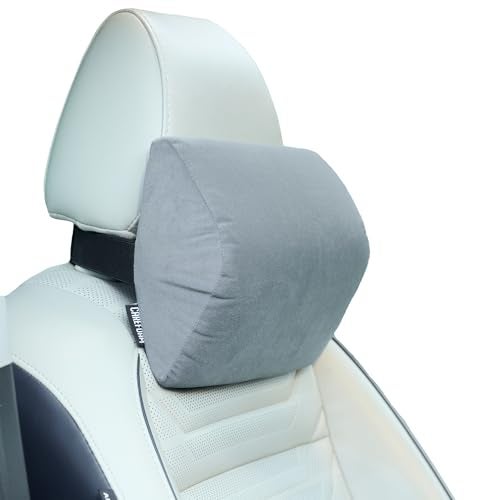 CareFoam Ultimate Memory Foam Car Neck Rest Pillow, Comfortable Rides, Superior Neck Support Cushion, Relieves Neck Pain, Grey Velvet Cover | 14 x11 x5 Inch | Small Pack of 2 - Image 1
