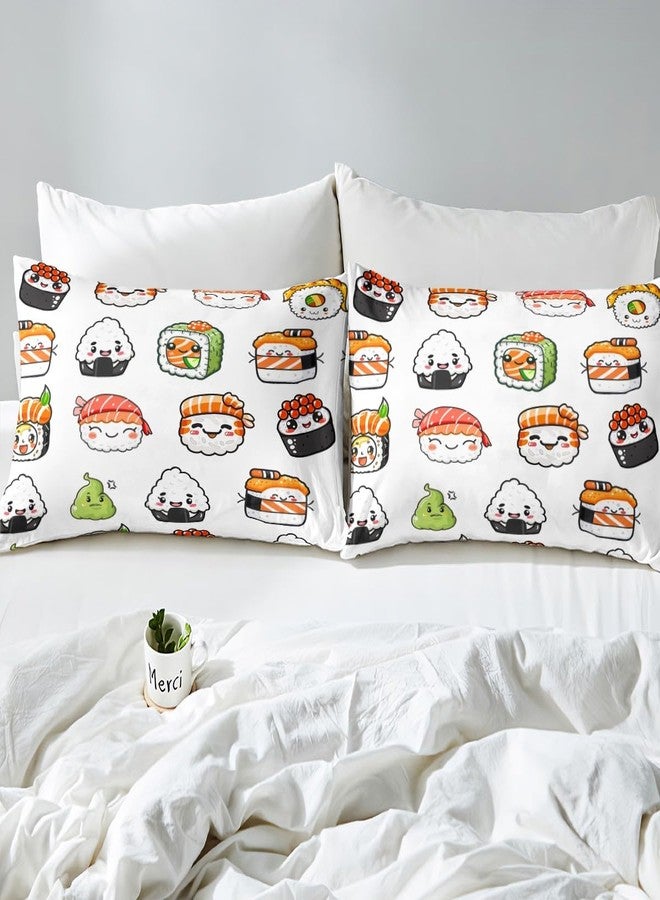 Feelyou Kids Bed Sheets Twin Size Cute Sushi Print Bed Sheet Set For Girls Boys Children Bedroom Kawaii Decor Cartoon Japanese Style Bedding Set Teens Sheets Set with Fitted Sheet, Flat Sheet,1 Pillow Case - Image 5