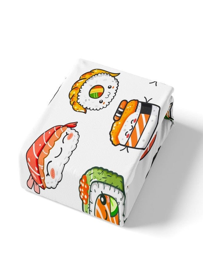 Feelyou Kids Bed Sheets Twin Size Cute Sushi Print Bed Sheet Set For Girls Boys Children Bedroom Kawaii Decor Cartoon Japanese Style Bedding Set Teens Sheets Set with Fitted Sheet, Flat Sheet,1 Pillow Case - Image 4