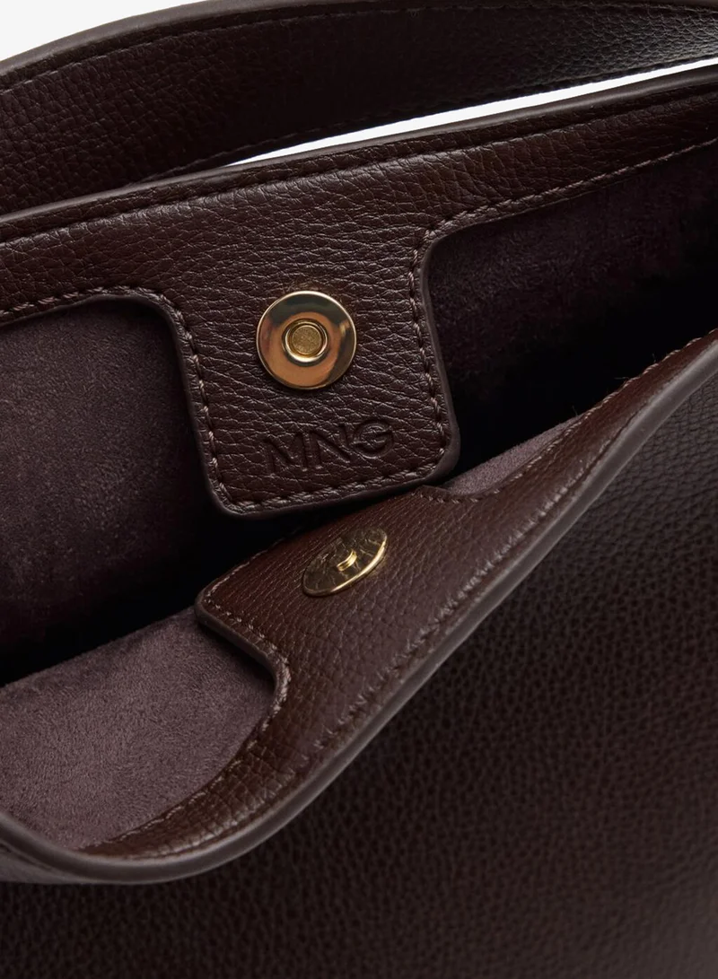 Mango 32-CHOCOLATE Faux-Leather Bucket Handbag for Women | Best Price UAE