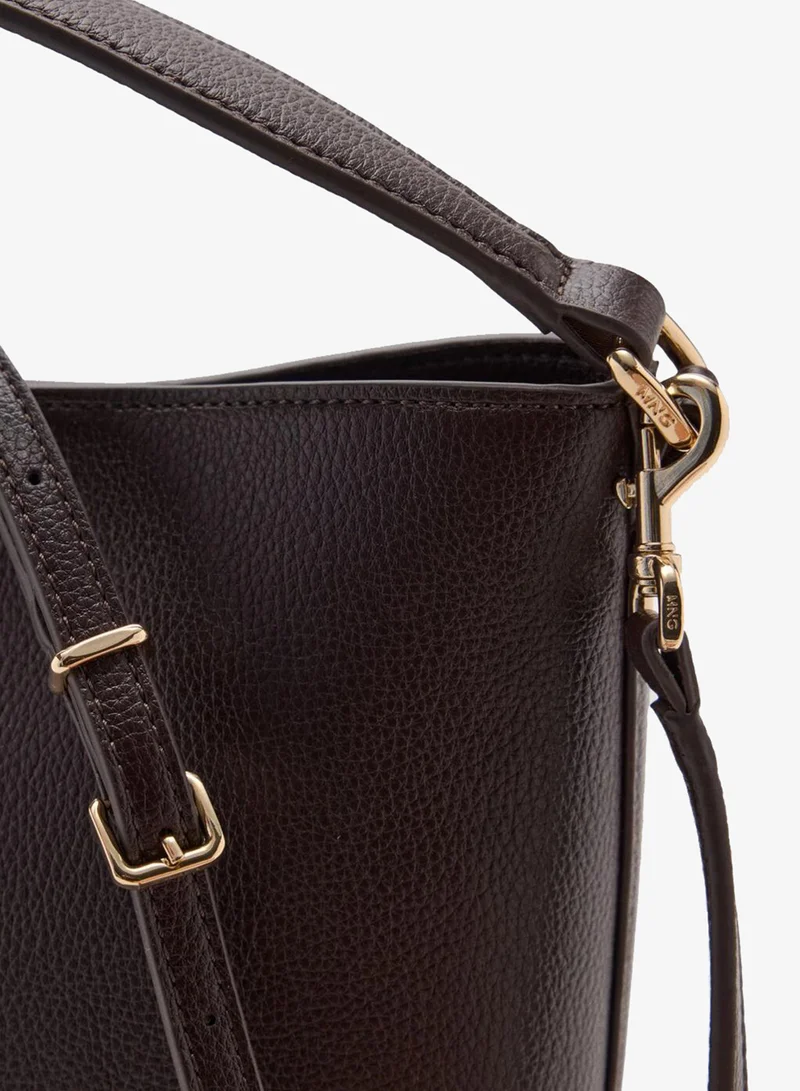 Mango 32-CHOCOLATE Faux-Leather Bucket Handbag for Women | Best Price UAE
