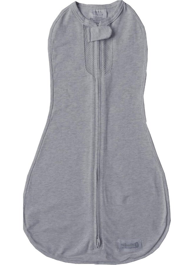 Woombie Air Baby Swaddle - Gray Zebra With Green Trim For Big Babies 14-19 Lbs, Vented Wearable Blanket