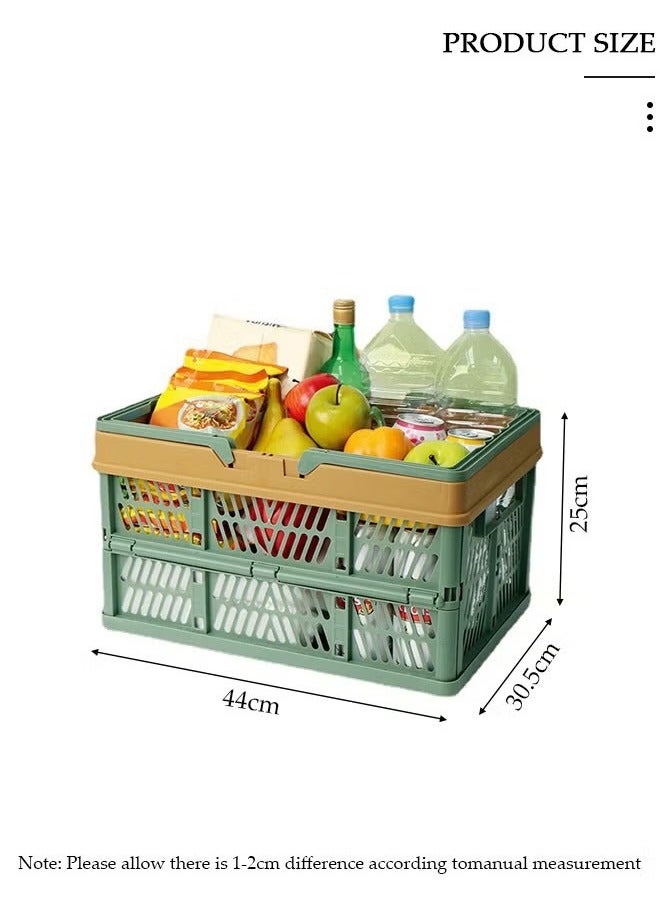 Beauenty Collapsible picnic basket,Hand-Held Picnic Basket, Portable Camping Basket, Vegetable Crates,Portable Plastic Storage Basket Grocery Bin, Kitchen Basket, Supermarket Shopping Basket - Image 2
