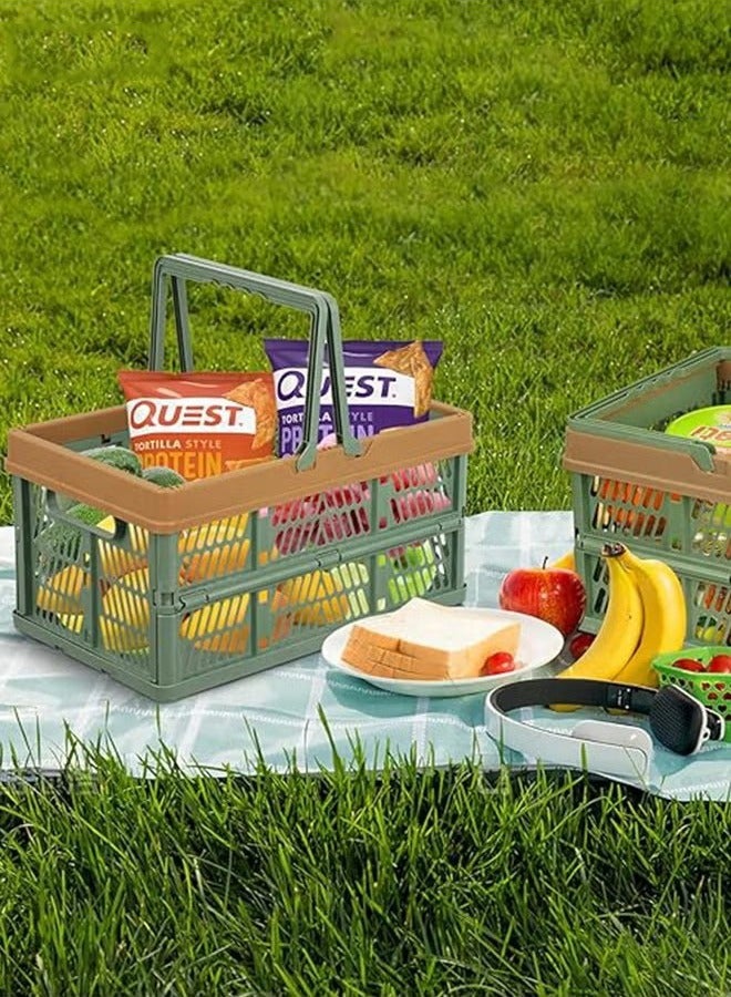Beauenty Collapsible picnic basket,Hand-Held Picnic Basket, Portable Camping Basket, Vegetable Crates,Portable Plastic Storage Basket Grocery Bin, Kitchen Basket, Supermarket Shopping Basket - Image 5