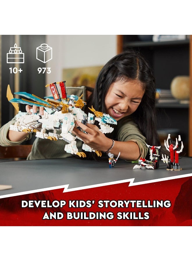 LEGO NINJAGO Zane’s Ice Dragon Creature 71786, 2in1 Dragon Toy to Action Figure Warrior, Model Building Kit, Construction Set for Kids with 5 Minifigures - Image 4