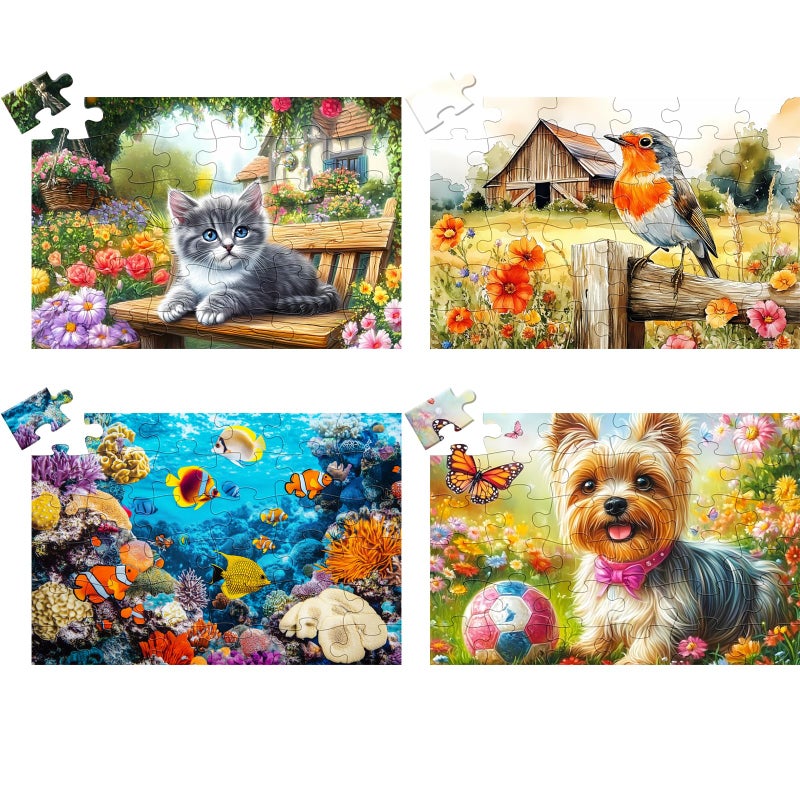 WSCXSC 4 Pack 36 Large Piece Puzzles for Seniors Puzzle Dementia Alzheimers Products Activities for Seniors Dog Cat Bird Fish Easy Jigsaw Puzzle Memory Games Gift for Elderly Adult with 4 Storage Bags - Image 3