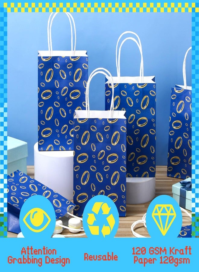 Kolldenn 24 Pcs Gold Rings Goodie Bags with Handles Golden Cartoon Paper Bags Video Game Party Favors for Gamer's Party Decorations Birthday Gifts Snack Supplies(Blue) - Image 4