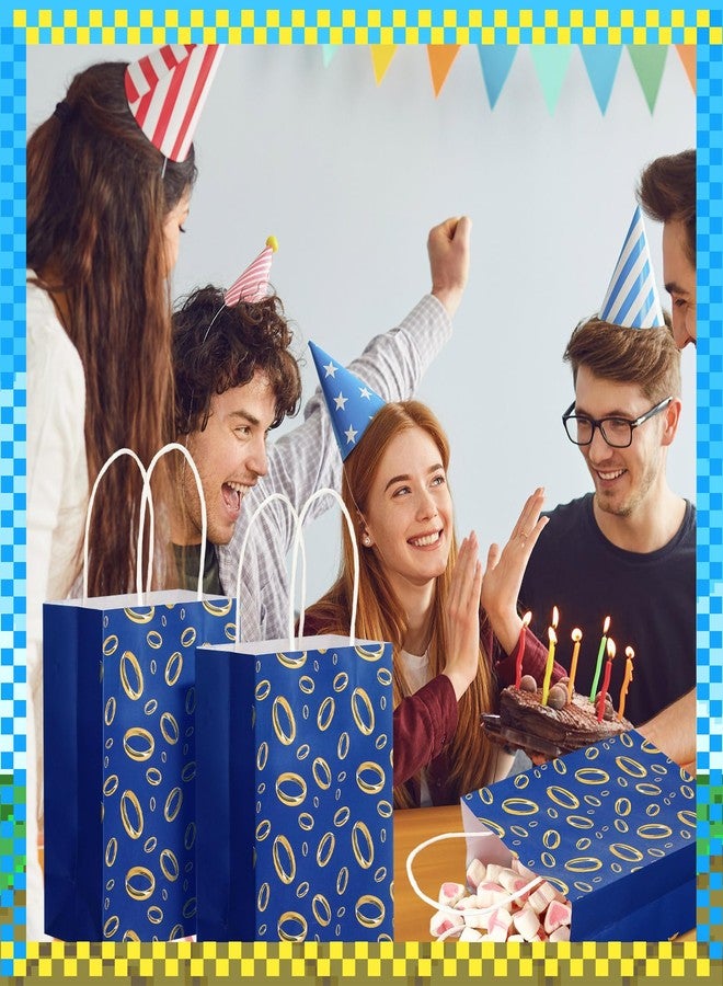 Kolldenn 24 Pcs Gold Rings Goodie Bags with Handles Golden Cartoon Paper Bags Video Game Party Favors for Gamer's Party Decorations Birthday Gifts Snack Supplies(Blue) - Image 5