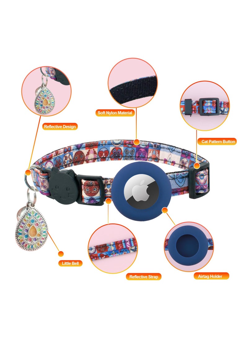 SOLARAE Airtag Cat Collar Breakaway, Kitten Collar for Apple Air Tag Holder and Bell for Girl Boy Cats, 0.4 Inches in Width and Lightweight(Blue-Red) - Image 5