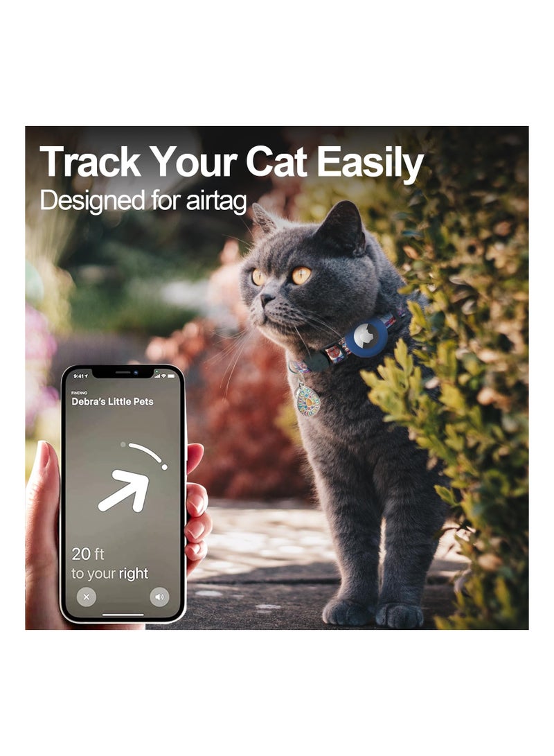 SOLARAE Airtag Cat Collar Breakaway, Kitten Collar for Apple Air Tag Holder and Bell for Girl Boy Cats, 0.4 Inches in Width and Lightweight(Blue-Red) - Image 3