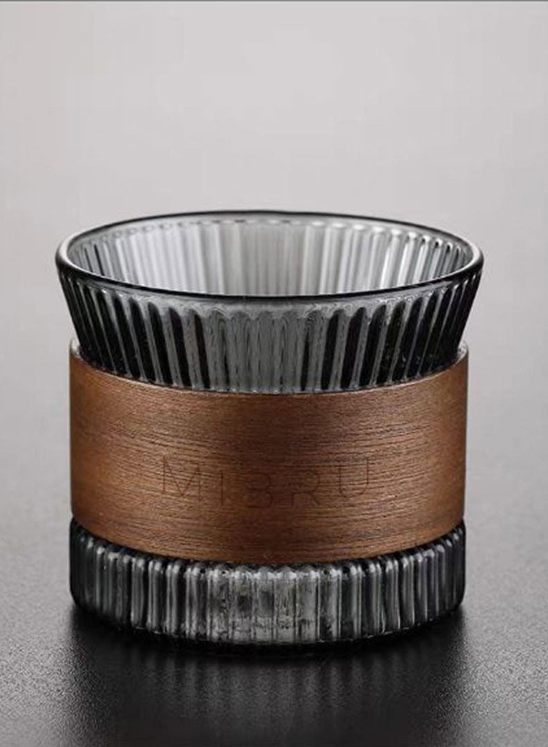 MIBRU Coffee Glass Cup Wooden Ring Holder Small 130ml  - Image 3