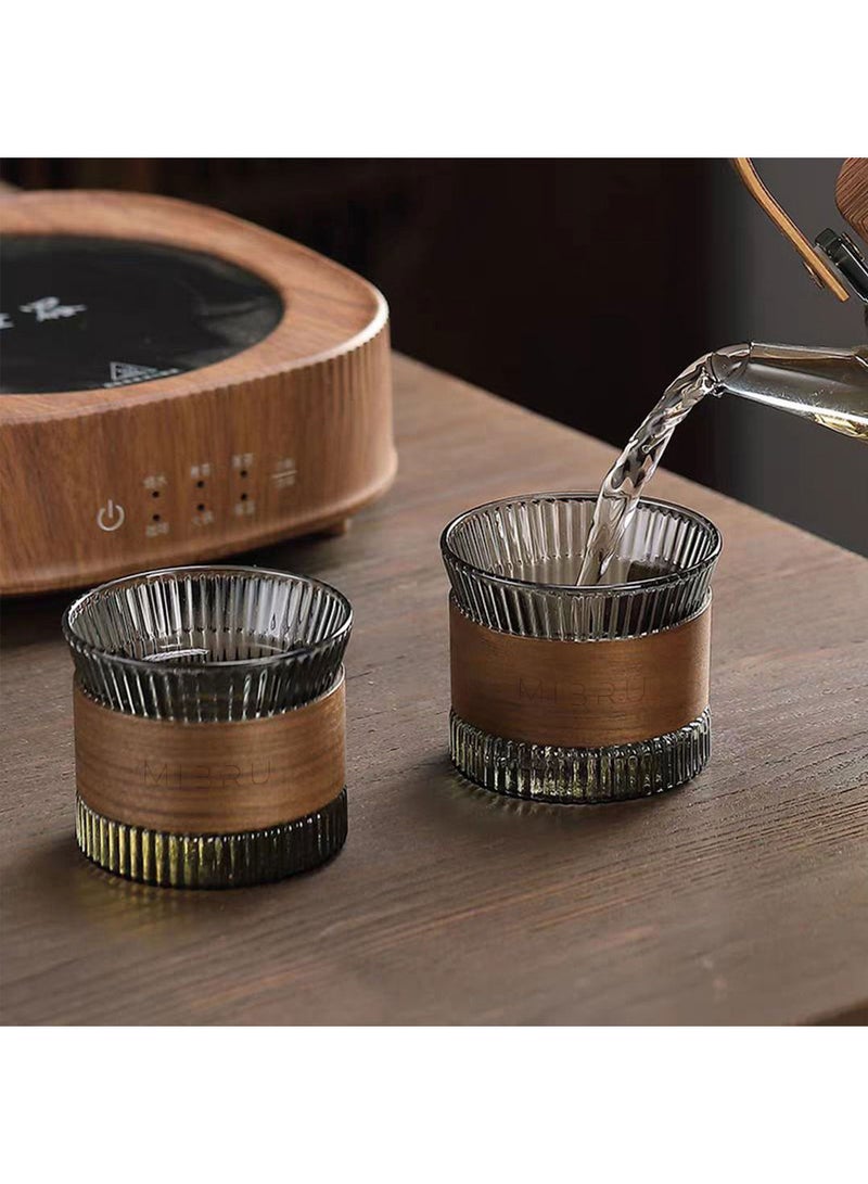 MIBRU Coffee Glass Cup Wooden Ring Holder Small 130ml  - Image 5